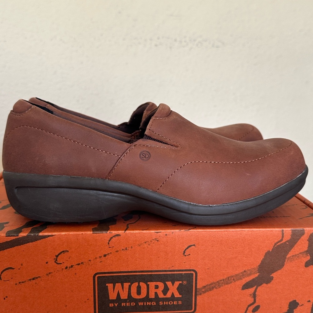 Red‎ Wing Worx  6102 Brown Leather Occupational Loafers Slip On Comfort size 5.5